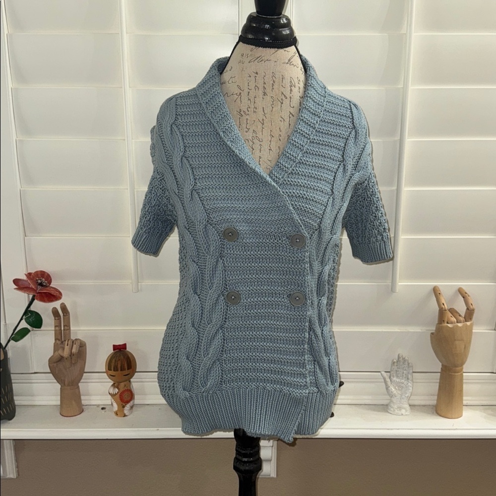 Talbots Short Sleeve Cable Knit Cardigan Sweater
